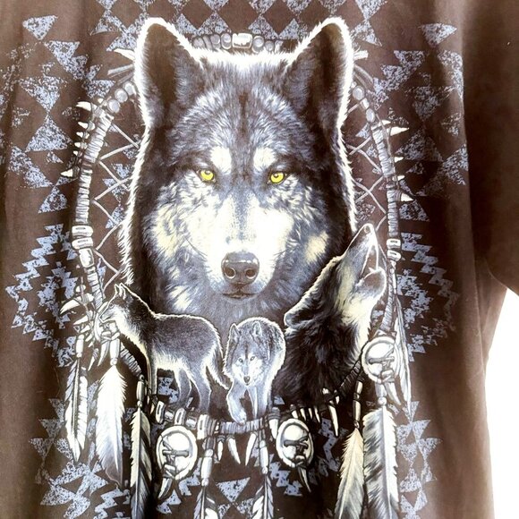 Vintage Wolf Native Dream Catcher Graphic T Shirt L - Picture 4 of 6